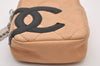 Authentic CHANEL Calf Skin Cambon Line Cigarette Case Pouch Beige Box 1160I