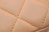 Authentic CHANEL Calf Skin Cambon Line Cigarette Case Pouch Beige Box 1160I