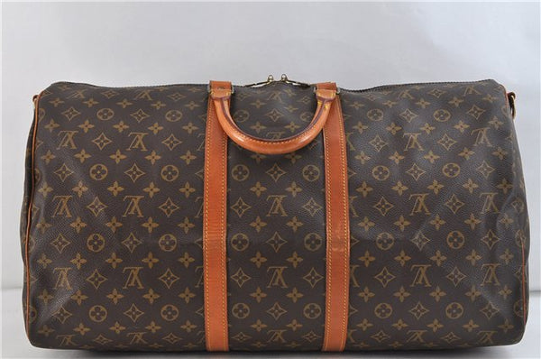 Auth Louis Vuitton Monogram Keepall Bandouliere 55 Boston Bag M41414 LV 1162D