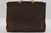 Authentic PRADA Vintage Satin Chain Hand Bag Purse Brown 1163I