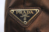 Authentic PRADA Vintage Satin Chain Hand Bag Purse Brown 1163I