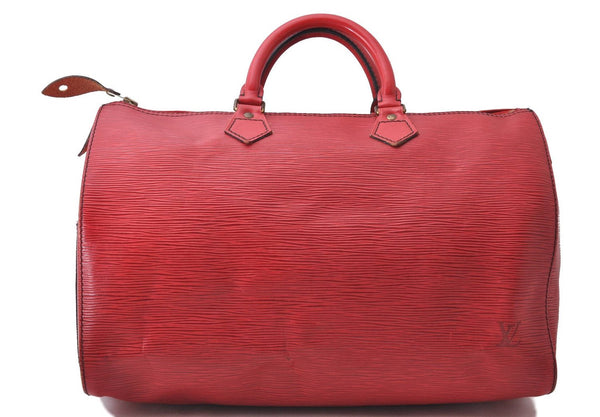 Authentic Louis Vuitton Epi Speedy 35 Hand Bag Red M42997 LV 1164D