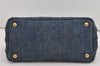 Authentic PRADA Vintage Canapa SS Denim 2Way Shoulder Hand Bag Purse Blue 1164I