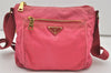 Authentic PRADA Nylon Saffiano Leather Shoulder Cross Body Bag Pink 1165I