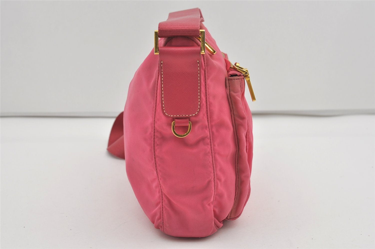 Authentic PRADA Nylon Saffiano Leather Shoulder Cross Body Bag Pink 1165I