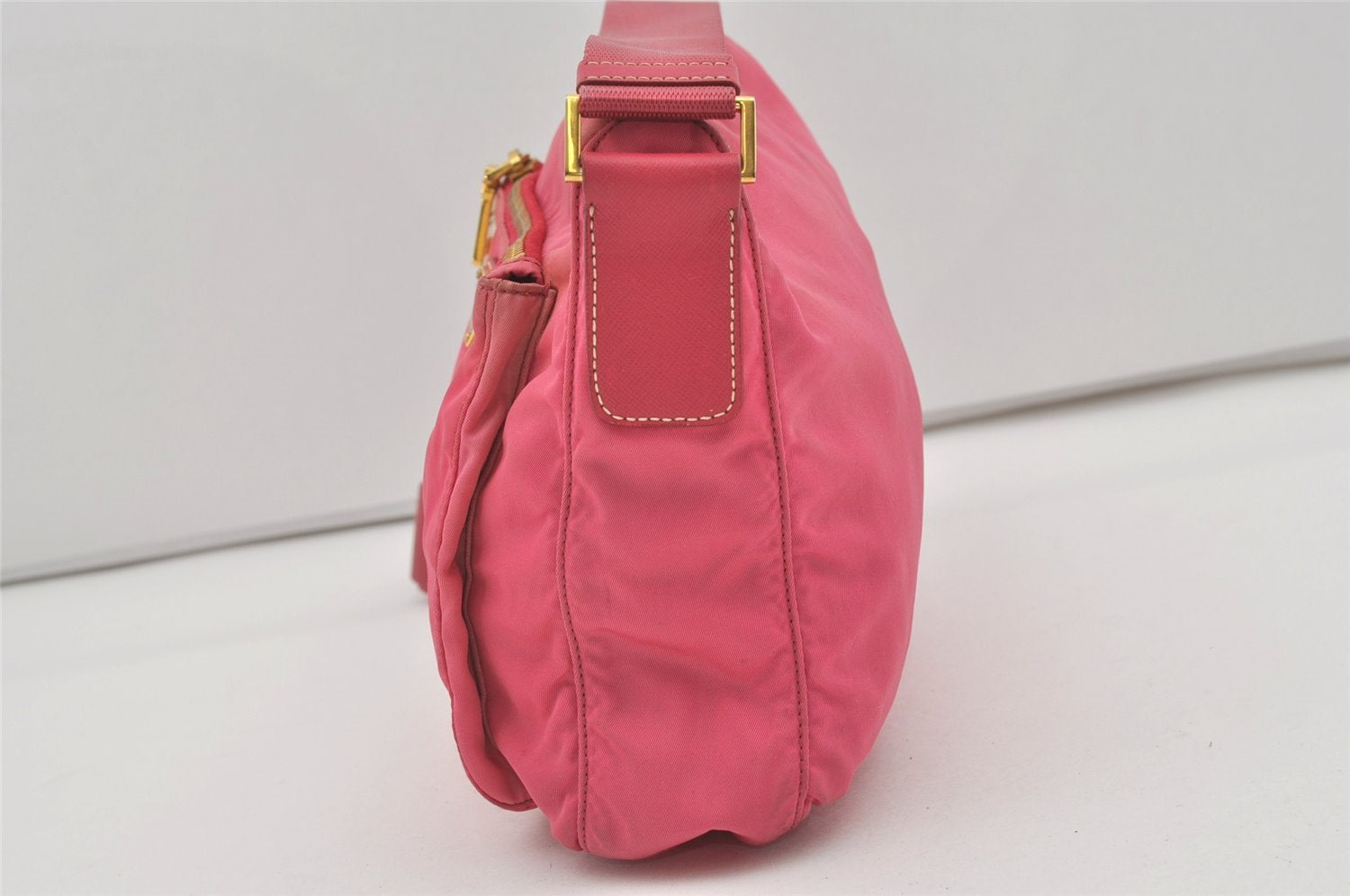 Authentic PRADA Nylon Saffiano Leather Shoulder Cross Body Bag Pink 1165I