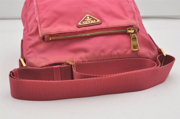 Authentic PRADA Nylon Saffiano Leather Shoulder Cross Body Bag Pink 1165I