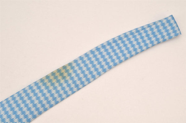 Authentic HERMES Tie Necktie Houndstooth Pattern Silk 5379OA Light Blue 1168I