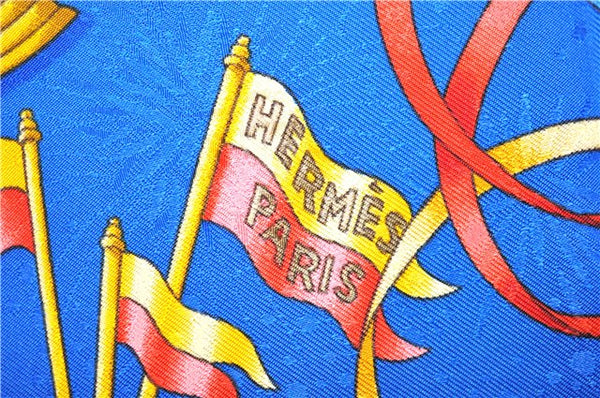 Authentic HERMES Carre 90 Scarf "LUNA PARK" Silk Blue Box 1169E