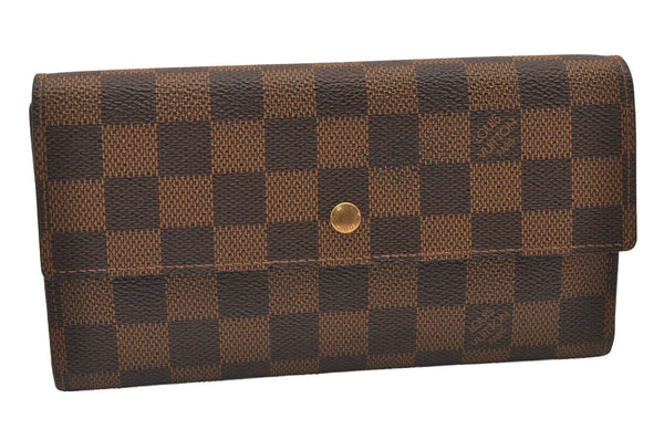 Authentic Louis Vuitton Damier Porte Tresor International Wallet N61215 LV 1169I