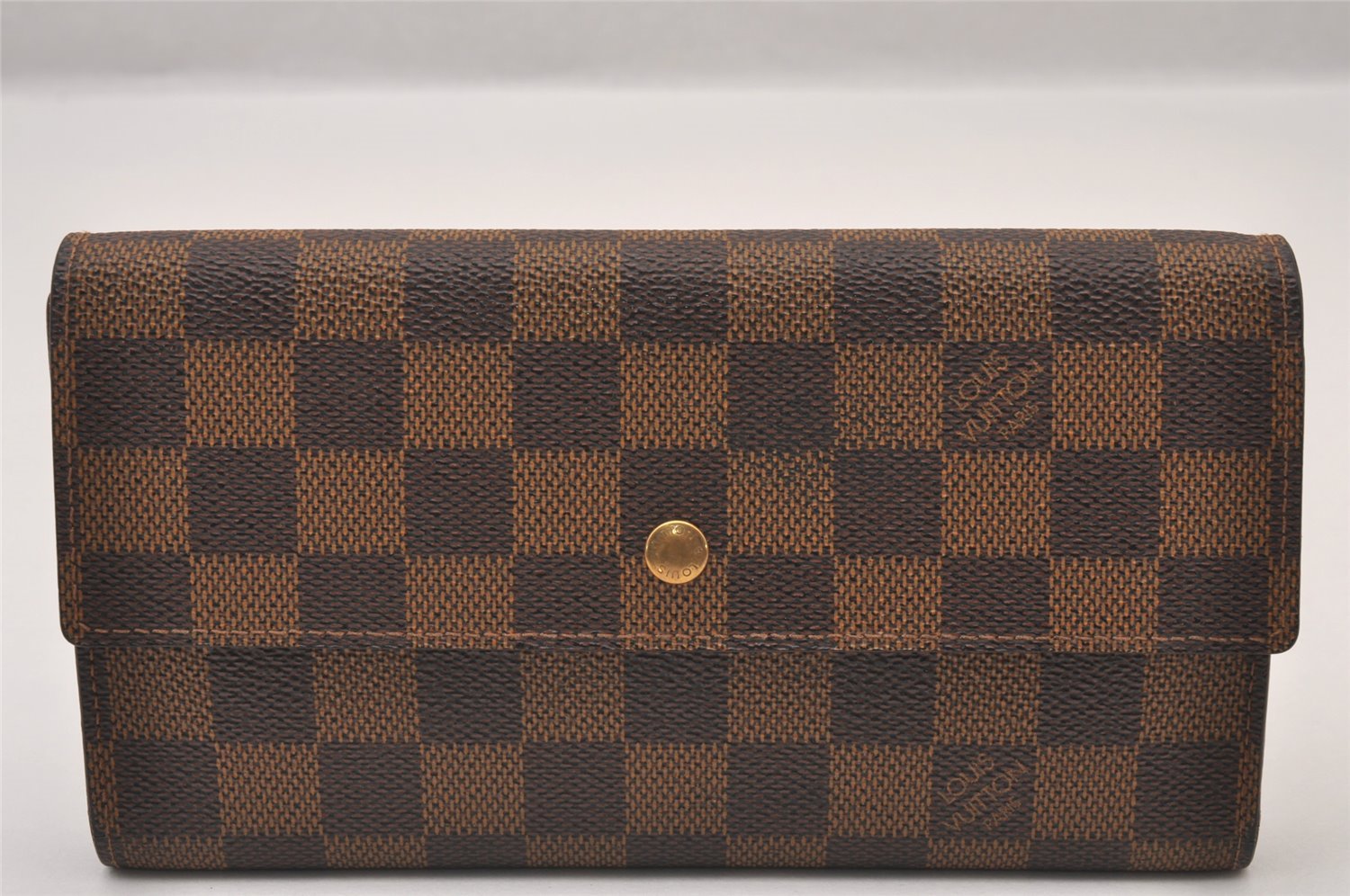 Authentic Louis Vuitton Damier Porte Tresor International Wallet N61215 LV 1169I