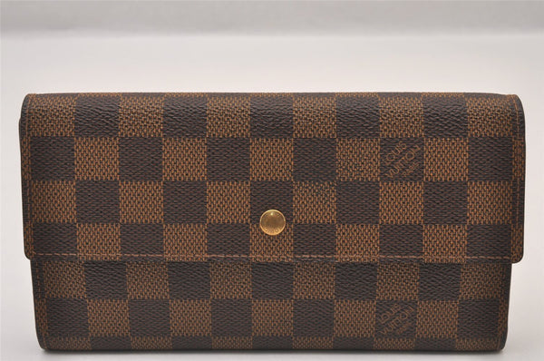 Authentic Louis Vuitton Damier Porte Tresor International Wallet N61215 LV 1169I