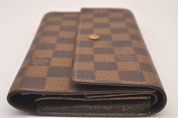 Authentic Louis Vuitton Damier Porte Tresor International Wallet N61215 LV 1169I