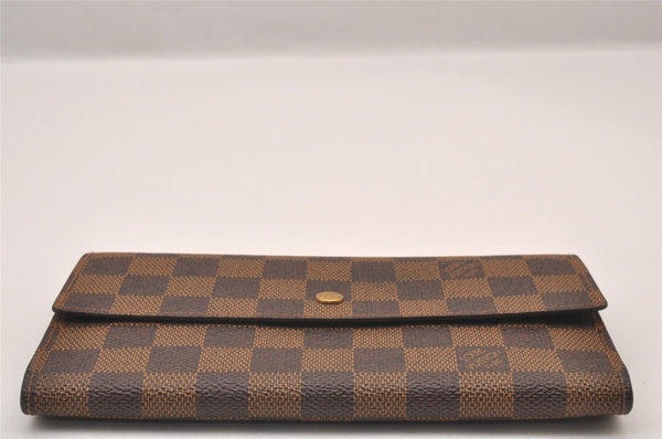 Authentic Louis Vuitton Damier Porte Tresor International Wallet N61215 LV 1169I