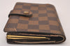Auth Louis Vuitton Damier Porte Monnaie Billets Viennois Wallet N61664 LV 1170I