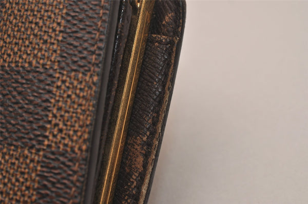 Auth Louis Vuitton Damier Porte Monnaie Billets Viennois Wallet N61664 LV 1170I