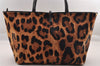Authentic Salvatore Ferragamo Gancini Unborn Calf Leather Tote Bag Brown 1171I