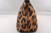 Authentic Salvatore Ferragamo Gancini Unborn Calf Leather Tote Bag Brown 1171I