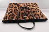 Authentic Salvatore Ferragamo Gancini Unborn Calf Leather Tote Bag Brown 1171I