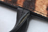 Authentic Salvatore Ferragamo Gancini Unborn Calf Leather Tote Bag Brown 1171I