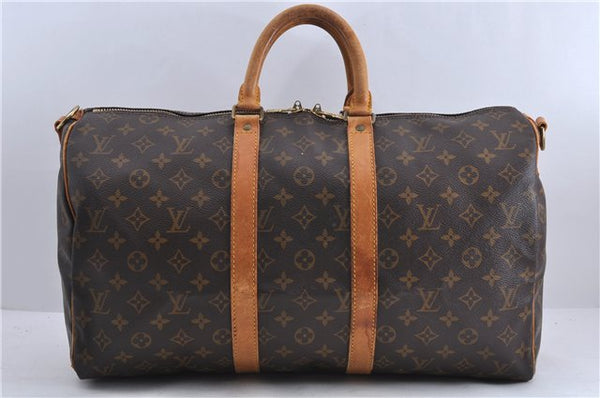 Auth Louis Vuitton Monogram Keepall Bandouliere 45 Boston Bag M41418 LV 1173D