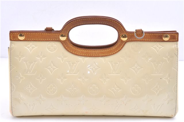 Authentic Louis Vuitton Vernis Roxbury Drive 2Way Hand Bag Ivory M91374 LV 1173G