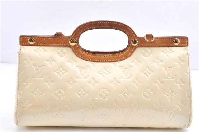 Authentic Louis Vuitton Vernis Roxbury Drive 2Way Hand Bag Ivory M91374 LV 1173G