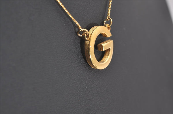 Authentic GIVENCHY Vintage G Motif Chain Pendant Necklace Gold Tone 1174I