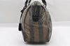 Authentic FENDI Pequin 2Way Hand Boston Bag PVC Leather Brown Black 1175I