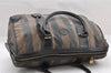 Authentic FENDI Pequin 2Way Hand Boston Bag PVC Leather Brown Black 1175I