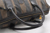Authentic FENDI Pequin 2Way Hand Boston Bag PVC Leather Brown Black 1175I