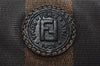 Authentic FENDI Pequin 2Way Hand Boston Bag PVC Leather Brown Black 1175I