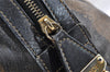 Authentic FENDI Pequin 2Way Hand Boston Bag PVC Leather Brown Black 1175I