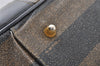 Authentic FENDI Pequin 2Way Hand Boston Bag PVC Leather Brown Black 1175I