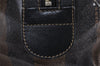 Authentic FENDI Pequin 2Way Hand Boston Bag PVC Leather Brown Black 1175I