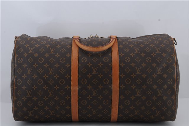 Auth Louis Vuitton Monogram Keepall Bandouliere 60 Boston Bag M41412 LV 1176D