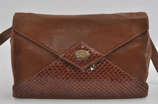 Authentic GUCCI 2Way Shoulder Cross Body Clutch Bag Purse Leather Brown 1176I