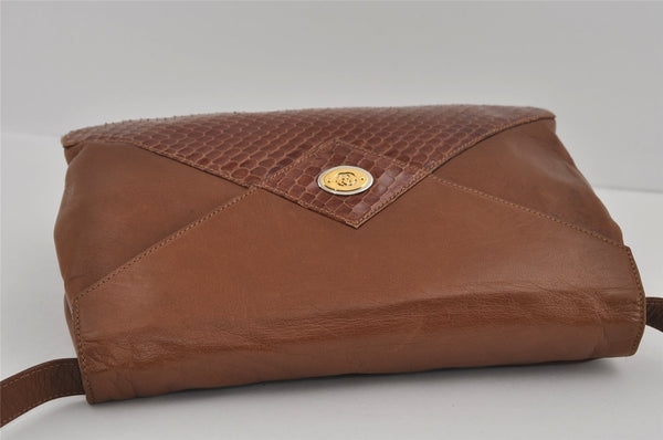 Authentic GUCCI 2Way Shoulder Cross Body Clutch Bag Purse Leather Brown 1176I
