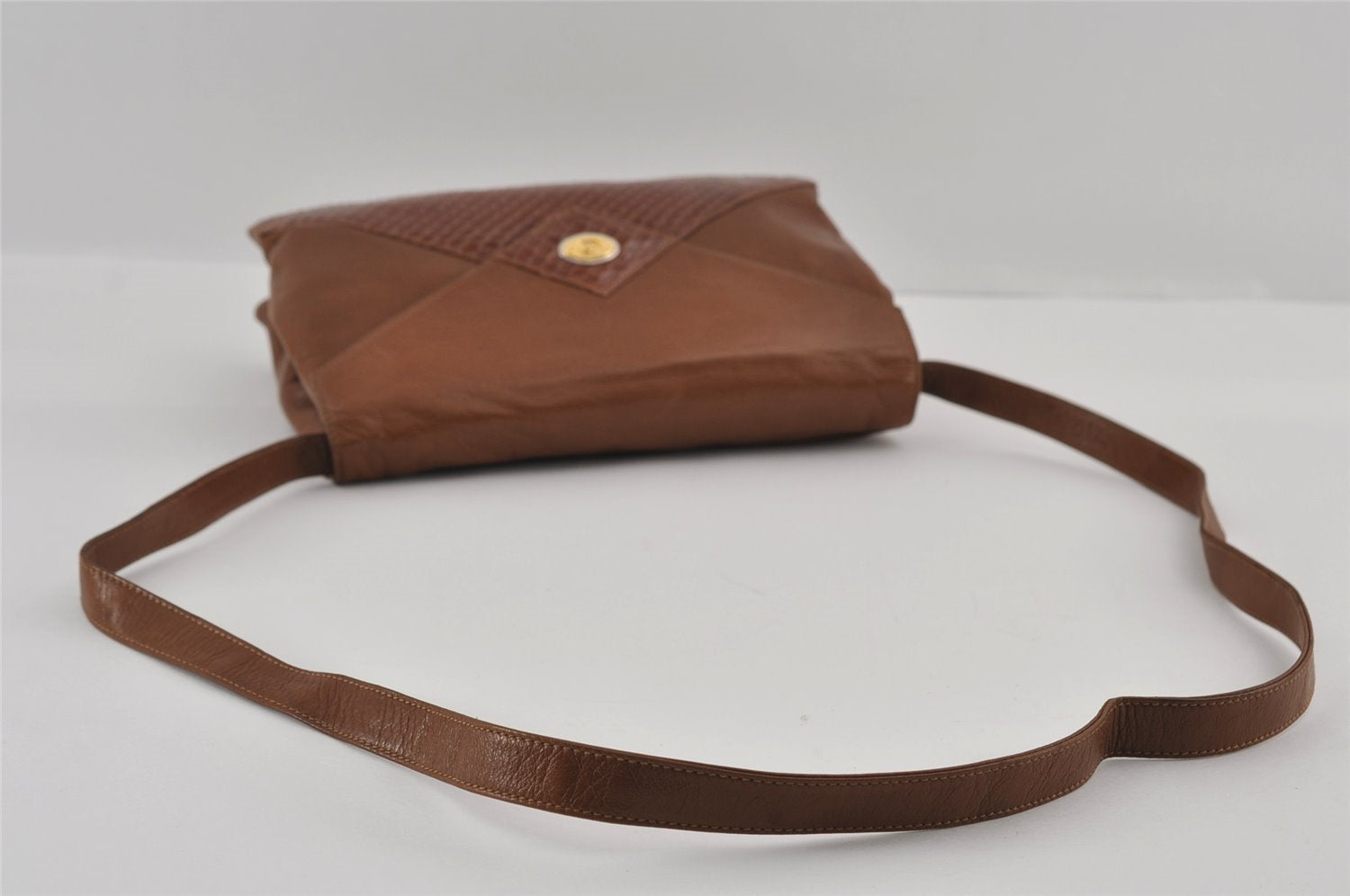 Authentic GUCCI 2Way Shoulder Cross Body Clutch Bag Purse Leather Brown 1176I