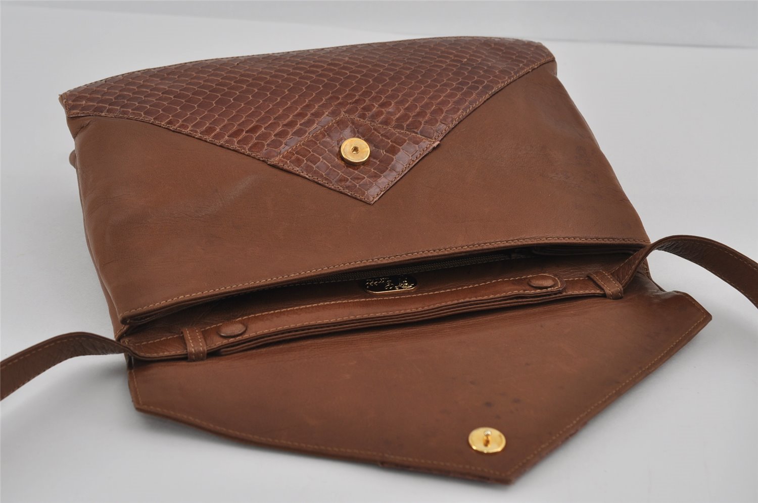 Authentic GUCCI 2Way Shoulder Cross Body Clutch Bag Purse Leather Brown 1176I