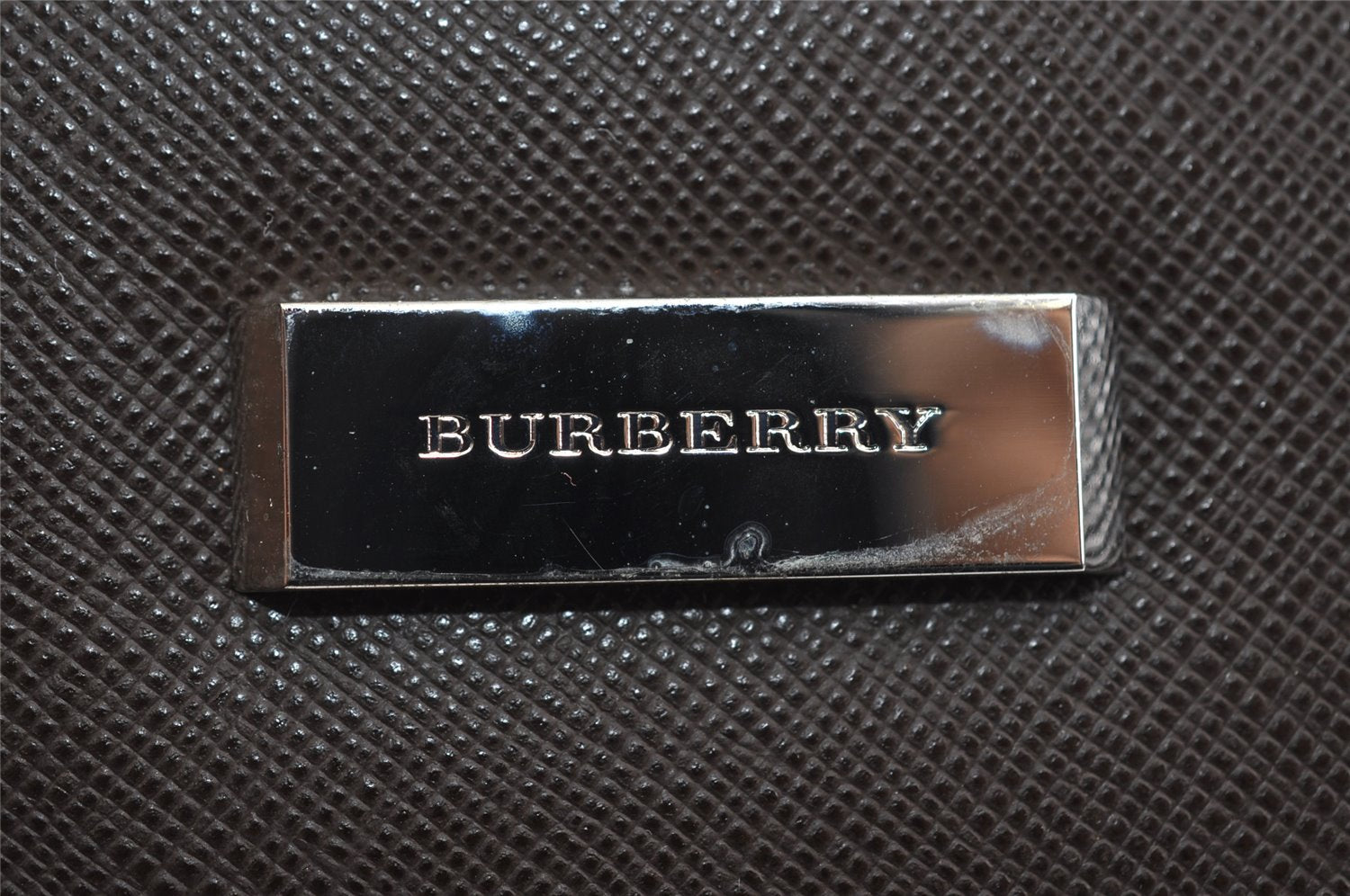 Authentic BURBERRY Vintage Leather Clutch Hand Bag Purse Brown 1177I