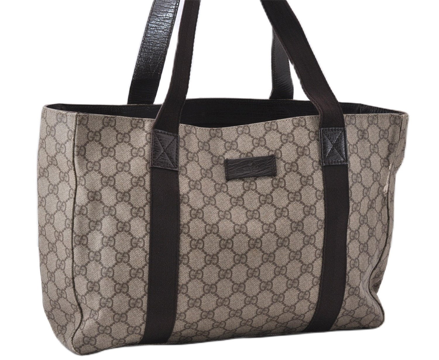 Authentic GUCCI Vintage Shoulder Tote Bag GG PVC Leather 141624 Brown 1180F