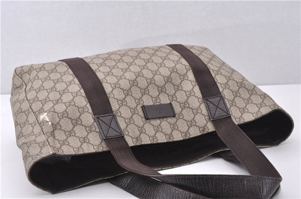 Authentic GUCCI Vintage Shoulder Tote Bag GG PVC Leather 141624 Brown 1180F