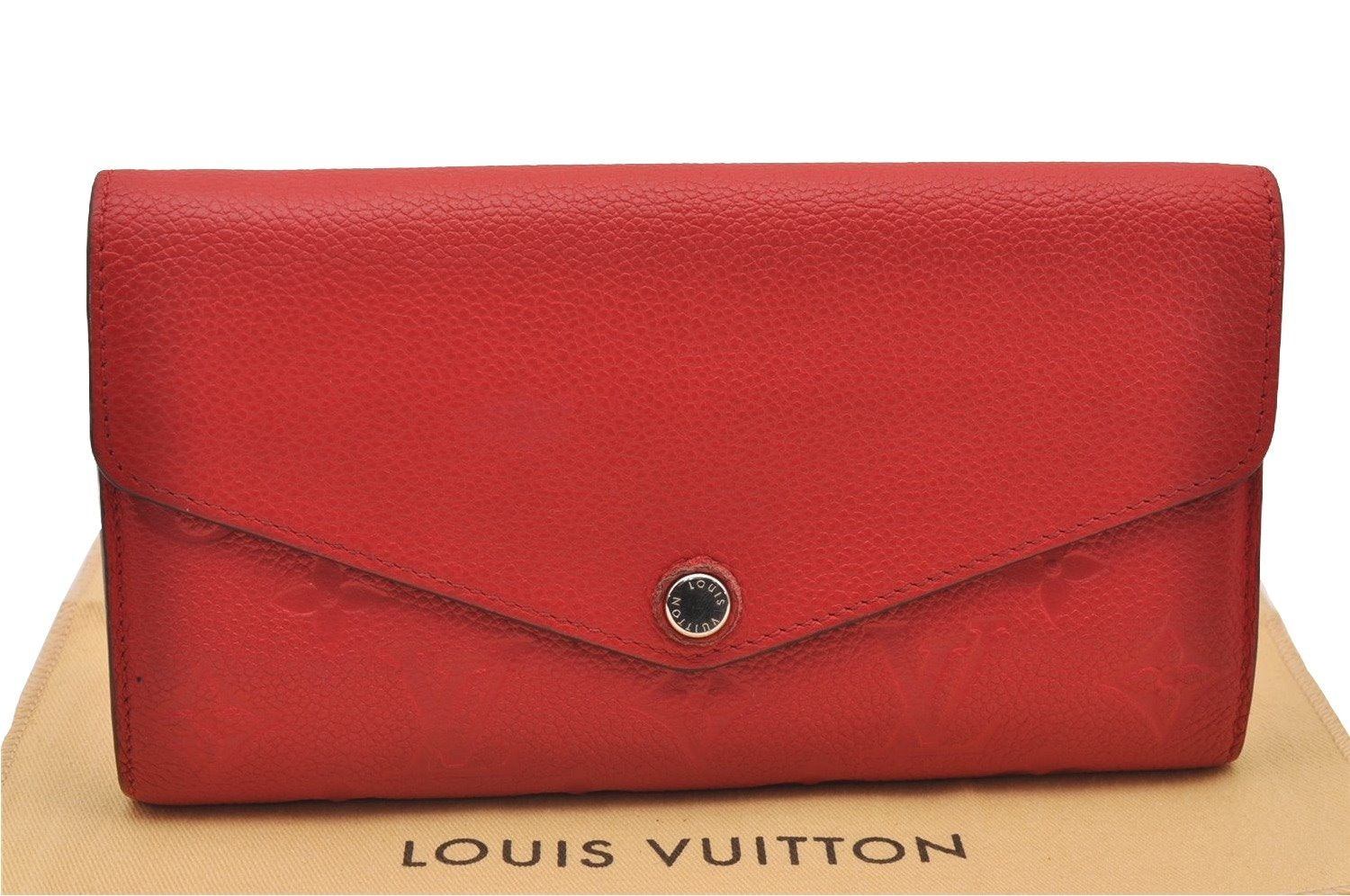 Auth Louis Vuitton Monogram Empreinte Portefeuille Sarah Wallet M61181 Red 1180I