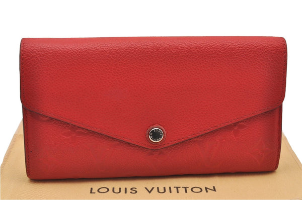 Auth Louis Vuitton Monogram Empreinte Portefeuille Sarah Wallet M61181 Red 1180I