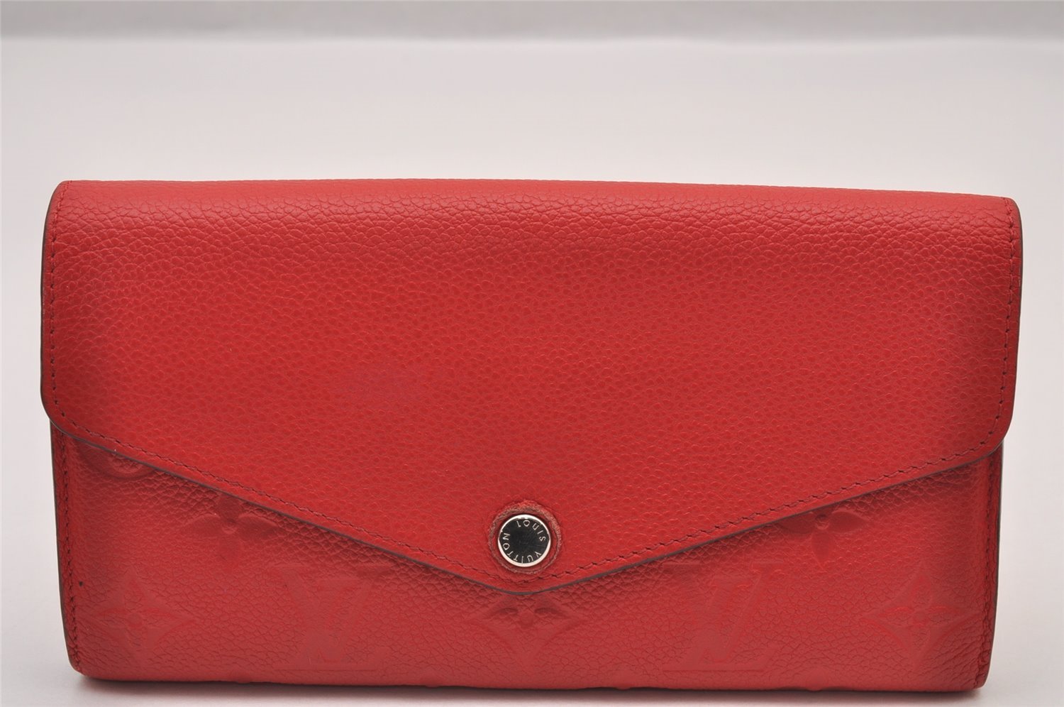 Auth Louis Vuitton Monogram Empreinte Portefeuille Sarah Wallet M61181 Red 1180I