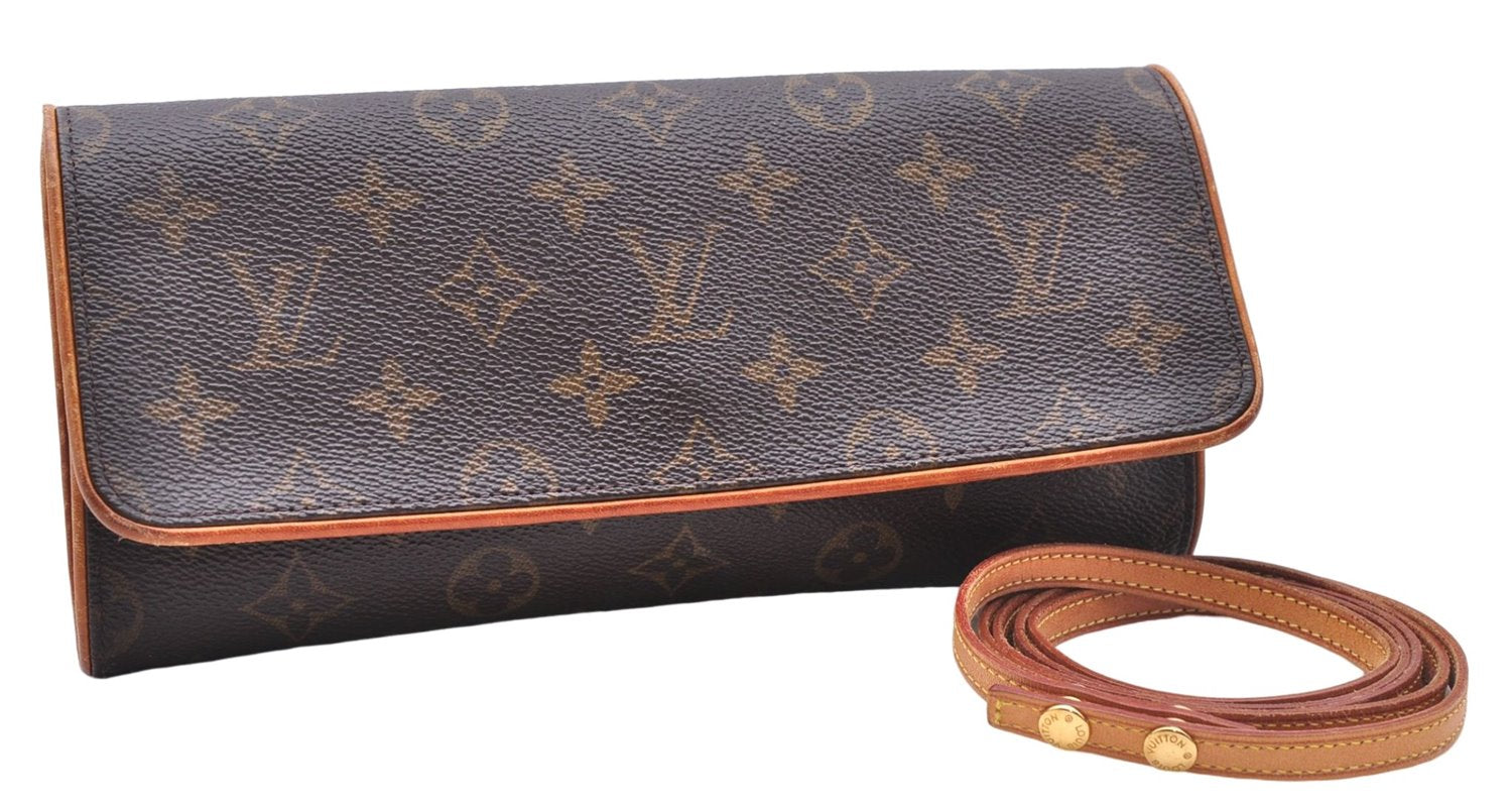 Authentic Louis Vuitton Monogram Pochette Twin GM Shoulder Bag M51852 LV 1182E
