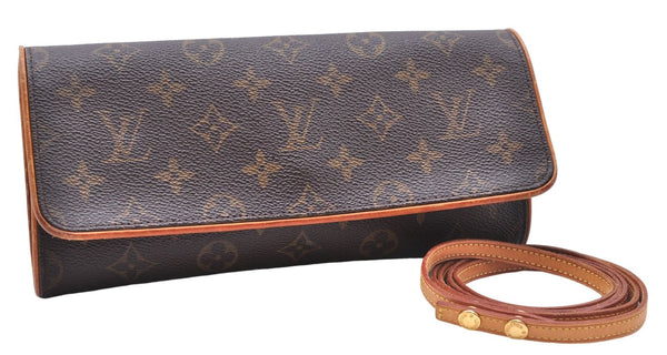 Authentic Louis Vuitton Monogram Pochette Twin GM Shoulder Bag M51852 LV 1182E