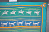 Authentic HERMES Carre 65 Scarf "SEQUENCES" Silk Black Green 1184I