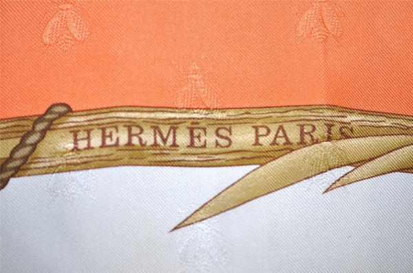 Authentic HERMES Carre 90 Scarf "Herbier de Gavarnie" Silk Orange 1189I